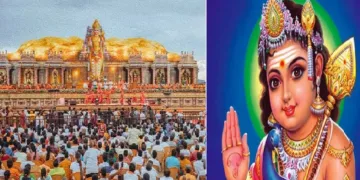 തമിഴ്നാട്ടിലെ മധുരൈയ്ക്കടുത്തുള്ള തിരുപ്പുറകുണ്ഡ്രത്തില്‍ നടന്ന മുരുക മഹാസമ്മേളനം (ഇടത്ത്)