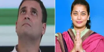 പ്രണീതി ഷിന്‍ഡേ (വലത്ത്) രാഹുല്‍ ഗാന്ധി (ഇടത്ത്)