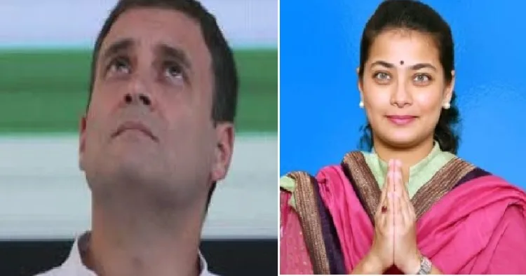 പ്രണീതി ഷിന്‍ഡേ (വലത്ത്) രാഹുല്‍ ഗാന്ധി (ഇടത്ത്)