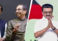 ഉദ്ധവ് താക്കറെയും സഞ്ജയ് റാവത്തും (ഇടത്ത്) സ്റ്റാലിന്‍ (വലത്ത്)