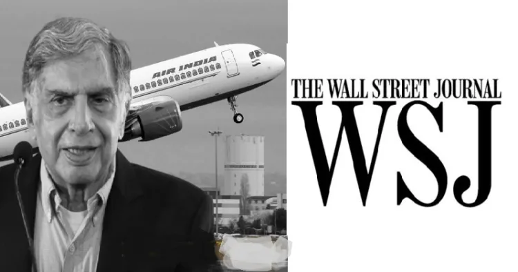 രത്തന്‍ ടാറ്റയും എയറിന്ത്യയും (ഇടത്ത്) വാള്‍ സ്ട്രീറ്റ് ജേണല്‍ പത്രത്തിന്‍റെ ലോഗോ (വലത്ത്)