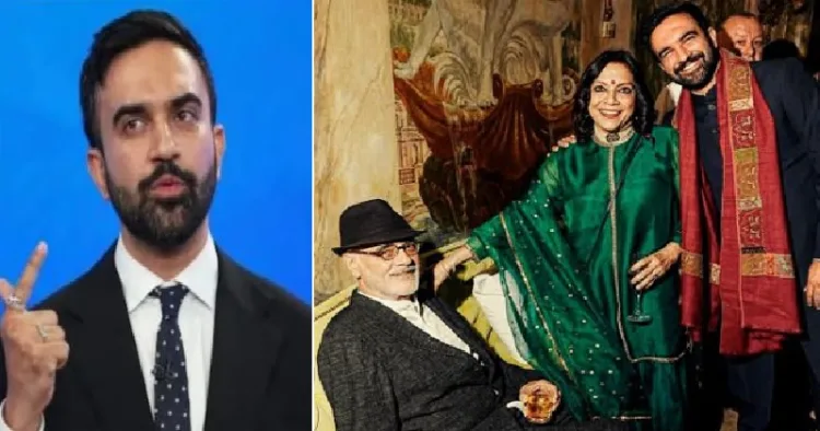 സൊഹ്റാന്‍ മംദാനി അമ്മ മീരാനായരോടും പിതാവ് മഹ്മൂദ് മംദാനിയ്ക്കും ഒപ്പം (വലത്ത്)