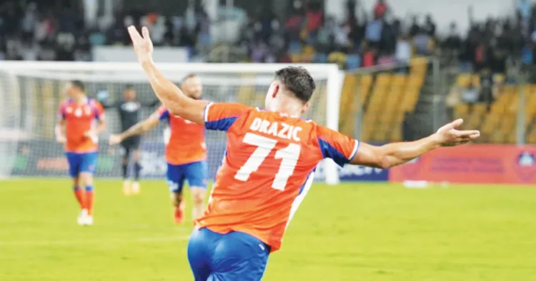 അല്‍ സീബിനെതിരെ ഗോള്‍ നേടിയ എഫ് സി ഗോവ താരം ഡ്രാസിച്ചിന്റെ ആഹ്ലാദം