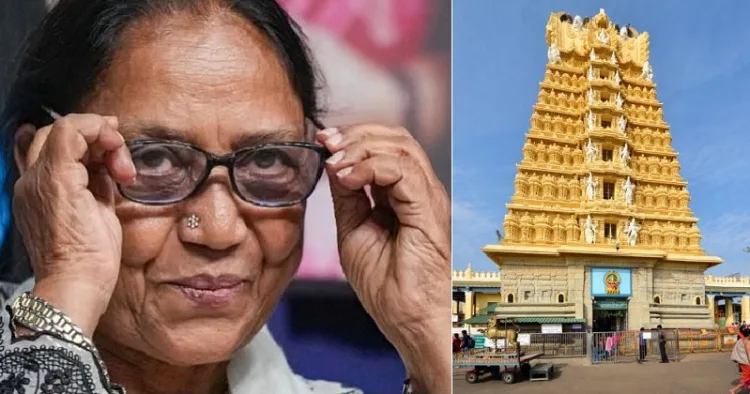 ഭാനു മുഷ്താഖ് (ഇടത്ത്) ചാമുണ്ഡീക്ഷേത്രം (വലത്ത്)