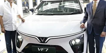 **EDS: THIRD PARTY IMAGE** In this image released by @CMOTamilnadu via X on Aug, 4, 2025, Tamil Nadu Chief Minister MK Stalin during the inauguration of the electric vehicle manufacturing plant of VinFast Company, at SIPCOT Sillanatham Industrial Park, in Thoothukudi. (@CMOTamilnadu on X via PTI Photo)
(PTI08_04_2025_000169B)