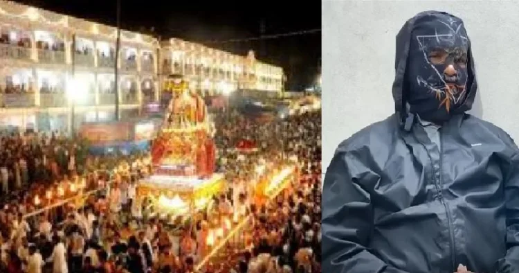 ധര്‍മ്മസ്ഥല ക്ഷേത്രത്തിലെ ഉത്സവം (ഇടത്ത്) ധര്‍മ്മസ്ഥലയില്‍ പെണ്‍കുട്ടികളുടെ ജഢങ്ങള്‍ കൂട്ടത്തോടെ മറവു ചെയ്തുവെന്ന് നുണക്കഥ പറഞ്ഞ ശുചീകരണത്തൊഴിലാളി (വലത്ത്)