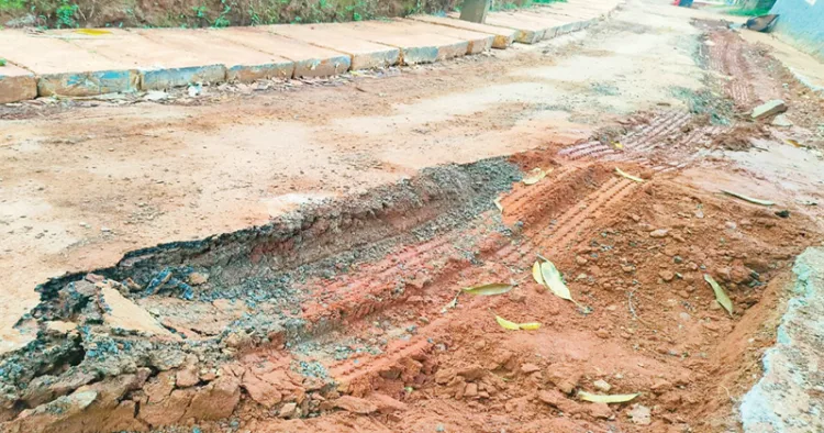 കരുംകുളം പഞ്ചായത്തിലെ പരണിയം കാവുനട ജനകീയ റോഡ് തകര്‍ന്ന നിലയില്‍