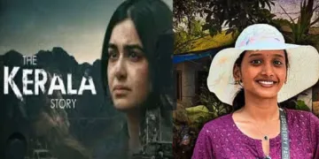 കേരള സ്റ്റോറി എന്ന സിനിമയില്‍ ഗീതാഞ്ജലി മേനോന്‍ എന്ന കഥാപാത്രം (ഇടത്ത്) ലവ് ജിഹാദ് മൂലം ആത്മഹത്യ ചെയ്ത സോന (വലത്ത്)