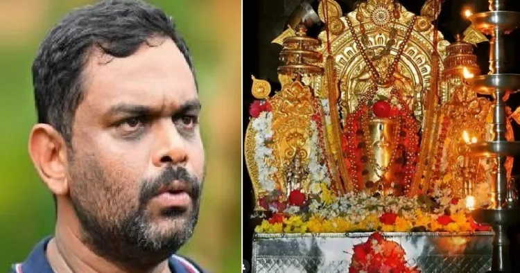 ലോറി ഉടമ മനാഫ് (ഇടത്ത്) ധര്‍മ്മസ്ഥല ക്ഷേത്രത്തിലെ മഞ്ജുനാഥസ്വാമി (വലത്ത്)