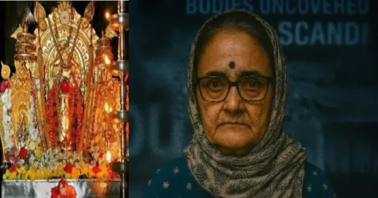 ധര്‍മ്മസ്ഥല മഞ്ജുനാഥക്ഷേത്രപ്രതിഷ്ഠ (ഇടത്ത്) സുജാതാ ഭട്ട് (വലത്ത്)