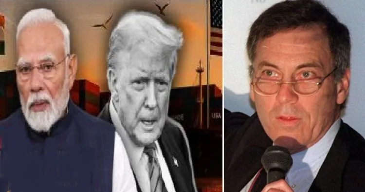 മോദി (ഇടത്ത്) ട്രംപ് (നടുവില്‍) യുഎസിലെ സാമ്പത്തിക വിദഗ്ധന്‍ സ്റ്റീവ് ഹാങ്ക് (വലത്ത്)