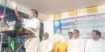 ഹൈറേഞ്ച് ഗോസ്പല്‍ മിഷന്‍ ഇടുക്കി അണക്കരയില്‍ നടത്തിയ യോഗത്തില്‍ പാസ്റ്റര്‍ അനില്‍ കൊടിത്തോട്ടത്തില്‍ സംസാരിക്കുന്നു