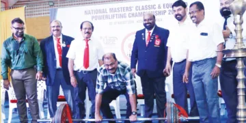 കോഴിക്കോട് ഇന്‍ഡോര്‍ സ്റ്റേഡിയത്തില്‍ നടക്കുന്ന ദേശീയ പവര്‍ ലിഫ്റ്റിംഗ് ചാമ്പ്യന്‍ഷിപ്പ് സംസ്ഥാന സ്‌പോര്‍ട്‌സ് കൗണ്‍സില്‍ പ്രസിഡന്റ് യു.ഷറഫലി ഉദ്ഘാടനം ചെയ്യുന്നു