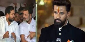 ചിരാഗ് പസ്വാന്‍ (വലത്ത്) രാഹുല്‍ ഗാന്ധിയും തേജസ്വി യാദവും (ഇടത്ത്)