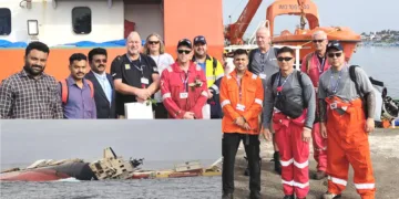 സാല്‍വേജ് ടീമിലെ അംഗങ്ങള്‍ കൊല്ലം പോര്‍ട്ടില്‍ നിന്ന് പുറംകടലിലേക്ക് പുറപ്പെടും മുമ്പ് (ലൈബീരിയന്‍ ചരക്കുകപ്പല്‍ എം.എസ്.സി എല്‍സ 3 പുറംകടലില്‍ മുങ്ങിപ്പോകുന്നതിന്റെ ദൃശ്യം )