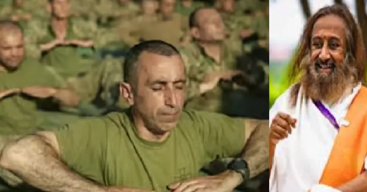 ഉക്രൈന്‍ പട്ടാളക്കാര്‍ ശ്രീശ്രീ രവിശങ്കറിന്‍റെ ആര്‍ട് ഓഫ് ലിവിംഗ് ക്ലാസില്‍ ബ്രീതിംഗ് വ്യായാമമുറയില്‍ മുഴുകുന്നു