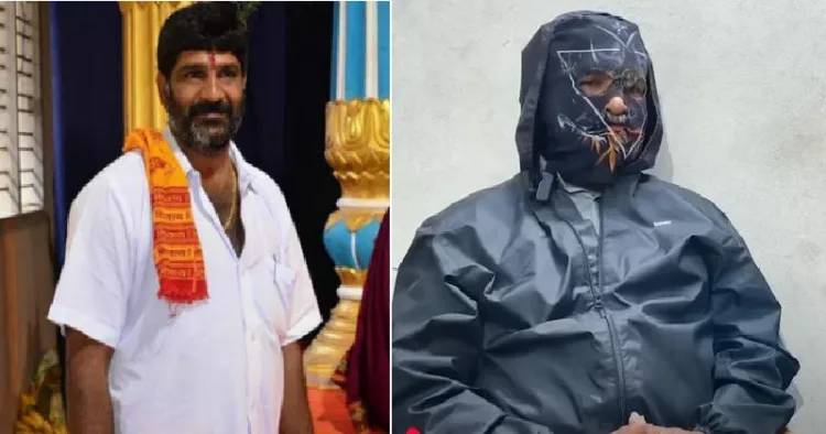 ശുചീകരണത്തൊഴിലാളിയെ കള്ളക്കഥ പറയാന്‍ പഠിപ്പിച്ച ധര്‍മ്മസ്ഥലയിലെ റിയല്‍ എസ്റ്റേറ്റ് ഉടമ മഹേഷ് റെഡ്ഡി തിമ്മറോഡി (ഇടത്ത്) നൂറുകണക്കിന് സ്ത്രീകളുടെ മൃതദേഹങ്ങള്‍ ധര്‍മ്മസ്ഥലയില്‍ മറവു ചെയ്തുവെന്ന കള്ളക്കഥ പറഞ്ഞ ശുചീകരണത്തൊഴിലാളി (വലത്ത്)