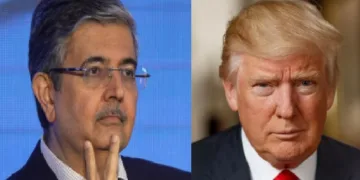 ഉദയ് കൊടക് (ഇടത്ത്) ട്രംപ് (വലത്ത്)