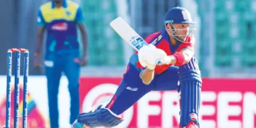 കൊല്ലം സെയിലേഴ്‌സ് താരം വിഷ്ണു വിനോദിന്റെ ബാറ്റിങ്‌