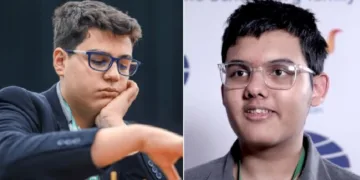 തുര്‍ക്കിയുടെ 14കാരനായ ഗ്രാന്‍റ് മാസ്റ്റര്‍ എര്‍ഡോഗ്മസ് (ഇടത്ത്) ഇന്ത്യന്‍ വേരുകളുള്ള 16കാരനായ യുഎസ് ഗ്രാന്‍റ് മാസ്റ്റര്‍ അഭിമന്യു മിശ്ര (വലത്ത്)