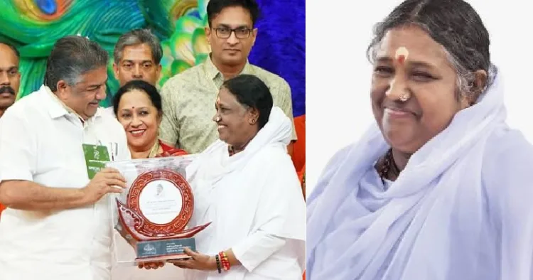 മന്ത്രി സജി ചെറിയാന്‍ മാതാ അമൃതാനന്ദമയിയെ 72ാം പിറന്നാള്‍ ദിനത്തില്‍ ആദരിയ്ക്കുന്നു