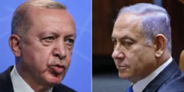 തുര്‍ക്കി പ്രസിഡന്‍റ് എര്‍ദോഗാന്‍ (ഇടത്ത്) ഇസ്രയേല്‍ പ്രധാനമന്ത്രി ബെഞ്ചമിന്‍ നെതന്യാഹു (വലത്ത്)