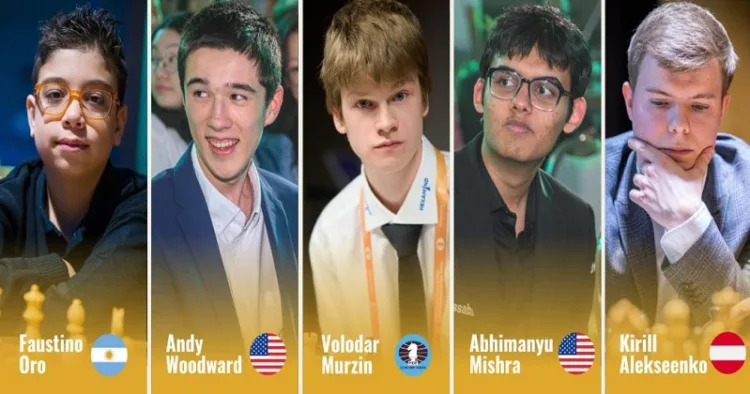 ഫോസ്റ്റിനോ ഓറോ, ആന്‍റി വുഡ് വാര്‍ഡ്, വൊളോഡാര്‍ മുര്‍സിന്‍, അഭിമന്യു മിശ്ര, കിറില്‍ അലക്സീങ്കോ (യഥാക്രമം ഇടത്ത് നിന്നും വലത്തോട്ട്)