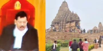 ചീഫ് ജസ്റ്റിസ് ഗവായി (ഇടത്ത്) ഖജുരാഹോ ക്ഷേത്രം (വലത്ത്)