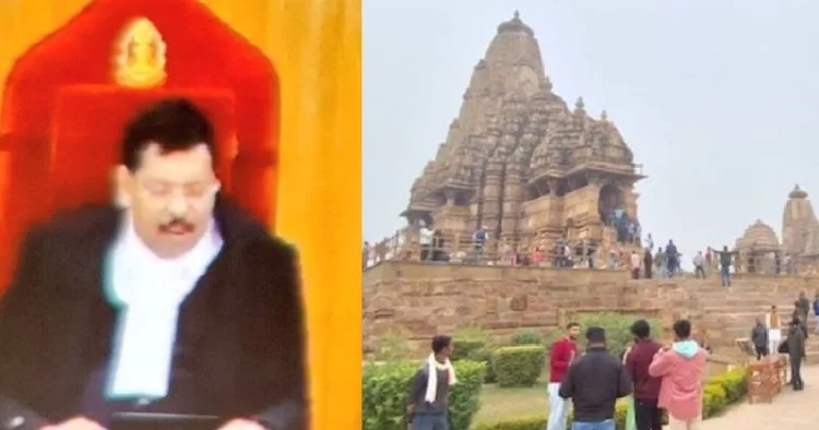 ചീഫ് ജസ്റ്റിസ് ഗവായി (ഇടത്ത്) ഖജുരാഹോ ക്ഷേത്രം (വലത്ത്)