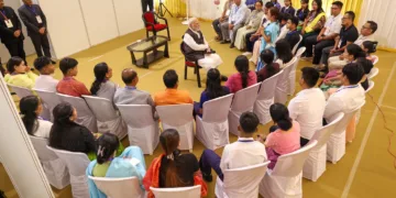 PM interaction with locals at Imphal, in Manipur on September 13, 2025.