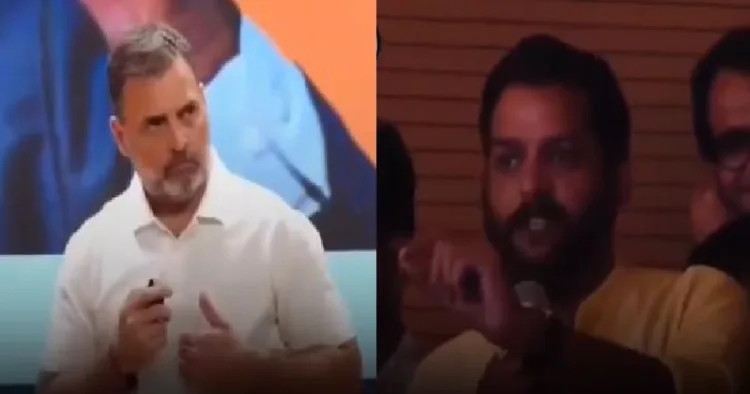 എന്തുകൊണ്ട് വോട്ട് മോഷണപ്പരാതിയില്‍ കോടതിയെ സമീപിക്കുന്നില്ലെന്ന രാഹുല്‍ ഗാന്ധിയോട് ചോദിച്ച മാധ്യമപ്രവര്‍ത്തകന്‍ (വലത്ത്)