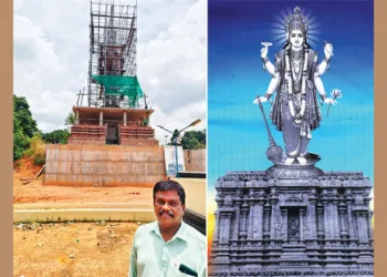 1. കൊല്ലമ്പുഴയില്‍ നിര്‍മാണം പുരോഗമിക്കുന്ന മഹാവിഷ്ണുവിന്റെ ചാതുര്‍ബാഹു പ്രതിമ. സമീപം ക്ഷേത്ര ട്രസ്റ്റ് പ്രസിഡന്റ് തച്ചോട് സുധീര്‍.
2. പ്രതിമയുടെ രൂപരേഖ