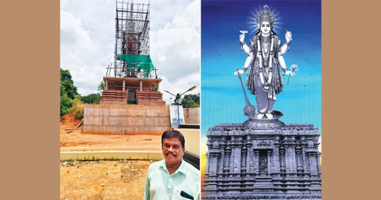 1. കൊല്ലമ്പുഴയില്‍ നിര്‍മാണം പുരോഗമിക്കുന്ന മഹാവിഷ്ണുവിന്റെ ചാതുര്‍ബാഹു പ്രതിമ. സമീപം ക്ഷേത്ര ട്രസ്റ്റ് പ്രസിഡന്റ് തച്ചോട് സുധീര്‍.
2. പ്രതിമയുടെ രൂപരേഖ