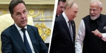 നേറ്റോ മേധാവി മാര്‍ക് റുട്ടെ (ഇടത്ത്)