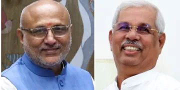 ഉപരാഷ്ട്രപതിയായി തെരഞ്ഞെടുക്കപ്പെട്ട സി.പി. രാധാകൃഷ്ണന്‍ (ഇടത്ത്) കേരള ഗവര്‍ണര്‍ രാജേന്ദ്ര ആര്‍ലേക്കര്‍ (വലത്ത്)