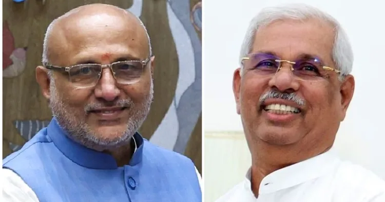 ഉപരാഷ്ട്രപതിയായി തെരഞ്ഞെടുക്കപ്പെട്ട സി.പി. രാധാകൃഷ്ണന്‍ (ഇടത്ത്) കേരള ഗവര്‍ണര്‍ രാജേന്ദ്ര ആര്‍ലേക്കര്‍ (വലത്ത്)
