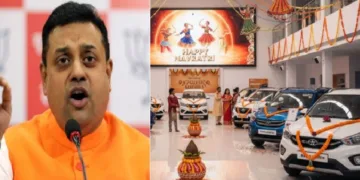 ബിജെപി എംപിയും വക്താവുമായ സംപിത് പത്ര (ഇടത്ത്) ജിഎസ് ടി നിരക്ക് കുറച്ചതോടെ കാര്‍ വില്‍പന കുതിയ്ക്കുന്നു (വലത്ത്)