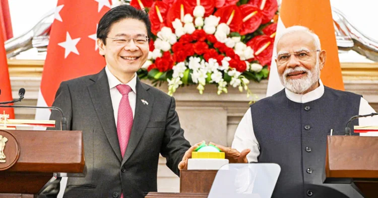 പ്രധാനമന്ത്രി നരേന്ദ്രമോദിയും സിങ്കപ്പൂര്‍ പ്രധാനമന്ത്രി ലോറന്‍സ് വോങ്ങും സംയുക്ത പത്രസമ്മേളനത്തില്‍