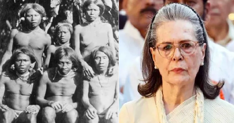 ഗ്രേറ്റ് നിക്കോബാറിലെ ഗോത്ര വര്‍ഗ്ഗമായ ഷോംപെന്‍ വിഭാഗം (ഇടത്ത്)