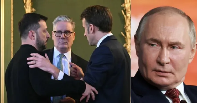 സെലന്‍സ്കി, മാക്രോണ്‍, സ്റ്റാമര്‍ എന്നിവര്‍ (ഇടത്ത്)