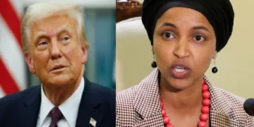 ഇല്‍ഹാന്‍ ഒമര്‍ (വലത്ത്)