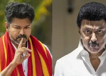 നടന്‍ വിജയ് (ഇടത്ത്) മുഖ്യമന്ത്രി എം.കെ.സ്റ്റാലിന്‍ (വലത്ത്)