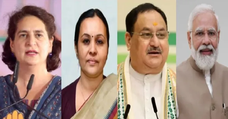 പ്രിയങ്ക ഗാന്ധി, വീണ ജോര്‍ജ്ജ്, ജെ.പി. നദ്ദ, മോദി (ഇടത്ത് നിന്നും വലത്തോട്ട്)