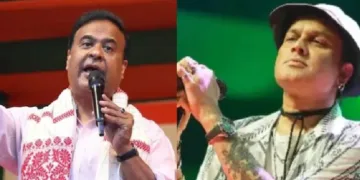 അസം മുഖ്യമന്ത്രി ഹിമന്ത (ഇടത്ത്) ഗായകന്‍ സുബിന്‍ ഗാര്‍ഗ് (വലത്ത്)