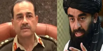 പാകിസ്ഥാന്‍ ഫീല്‍ഡ് മാര്‍ഷല്‍ അസിം മുനീര്‍ (ഇടത്ത്) താലിബാന്‍ വക്താവ് സെയ്ബുള്ള മുജാഹിദ് (വലത്ത്)