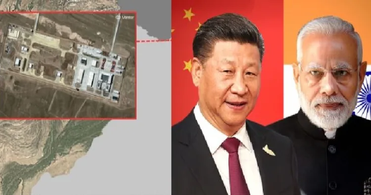 ഇന്ത്യാ-ചൈന അതിര്‍ത്തിയില്‍ ഒരുക്കിയിരിക്കുന്ന ചൈനയുടെ വ്യോമപ്രതിരോധകേന്ദ്രം (ഇടത്ത്)