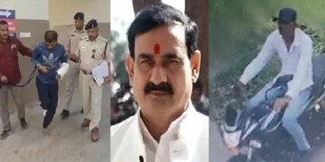 ആസ്ത്രേല്യന്‍ വനിതാ ക്രിക്കറ്റ് താരങ്ങളെ ആക്രമിച്ച അക്കില്‍ ഖാന്‍റെ കയ്യിലും കാലിലും പ്ലാസ്റ്ററിട്ട ചിത്രം (ഇടത്ത്) ബിജെപി ആഭ്യന്തരമന്ത്രി നരോത്തം മിശ്ര (നടുവില്‍) ആസ്ത്രേല്യന്‍ വനിത ക്രിക്കറ്റ് താരങ്ങളെ ഉപദ്രവിക്കാന്‍ അക്കില്‍ ഖാന്‍ ബൈക്കില്‍ പോകുന്നു (വലത്ത്)