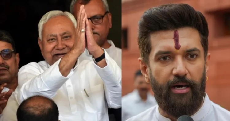 നിതീഷ് കുമാര്‍ (ഇടത്ത്) ചിരാഗ് പസ്വാന്‍ (വലത്ത്)