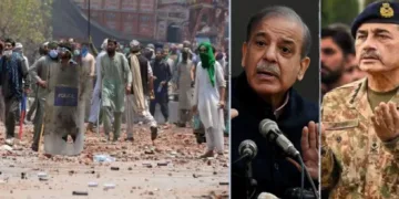 ടിഎല്‍പി പാക് സര്‍ക്കാരിനും സൈന്യത്തിനും എതിരെ അക്രമാസക്ത പ്രകടനം നടത്തുന്നു. 200 പേര്‍ വെടിവെയ്പില്‍ കൊല്ലപ്പെട്ടു. (ഇടത്ത്)