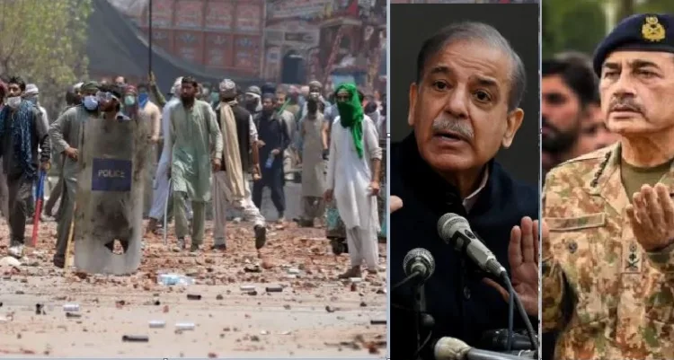 ടിഎല്‍പി പാക് സര്‍ക്കാരിനും സൈന്യത്തിനും എതിരെ അക്രമാസക്ത പ്രകടനം നടത്തുന്നു. 200 പേര്‍ വെടിവെയ്പില്‍ കൊല്ലപ്പെട്ടു. (ഇടത്ത്)